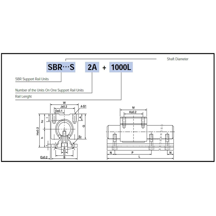 Linear bearing 20mm SBR20UU, open
