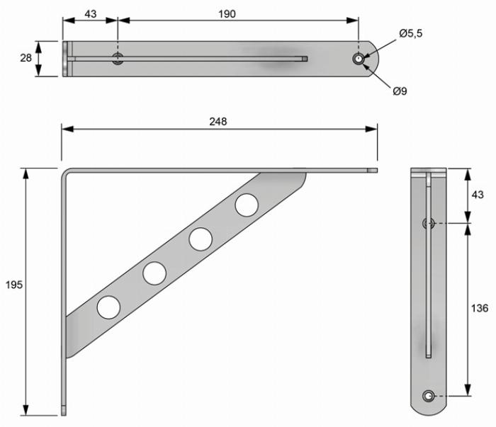 Steel angle 250x195x28