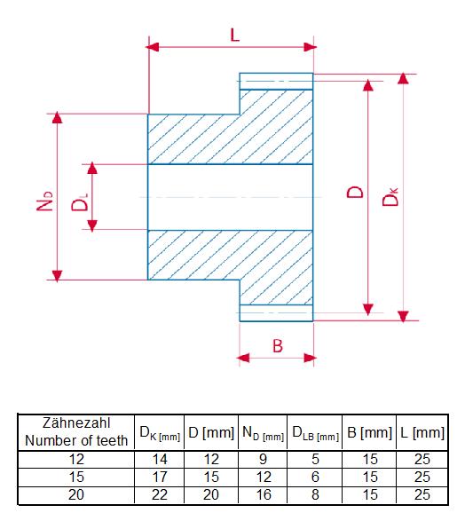 Spur gear 15mm Module 1, 15 teeth