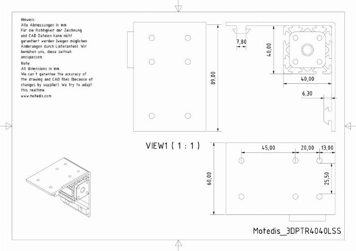 L-förmiger S8B-Gleiter 40x40 I-Typ TR10X2 - 3DP