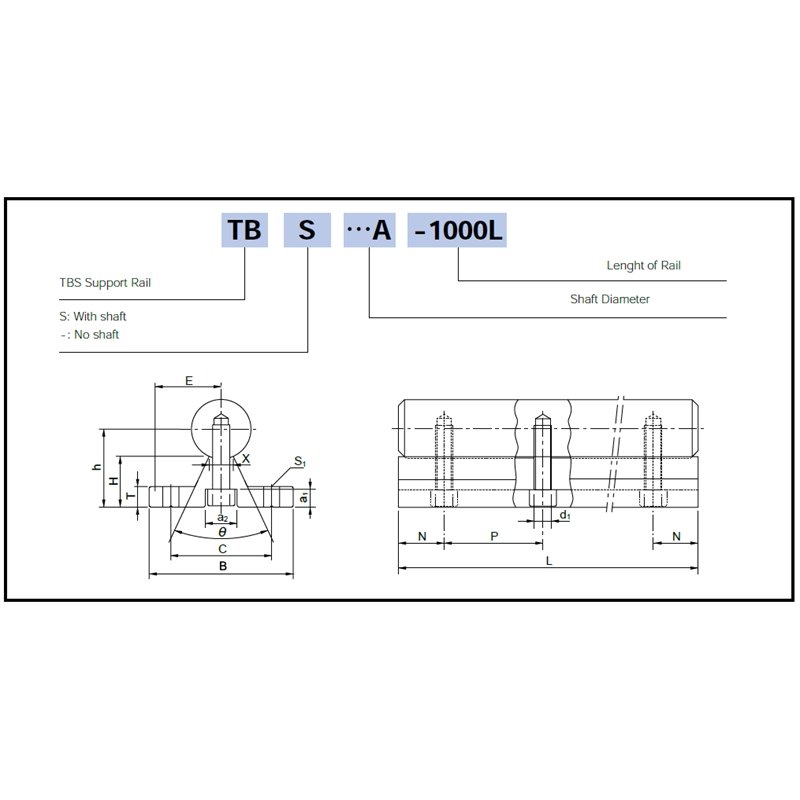 Supported Rail SBS20, 1000mm