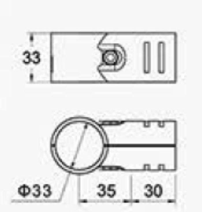 H-17-BK  for circular tube 28 mm, Single coupling piece made of steel