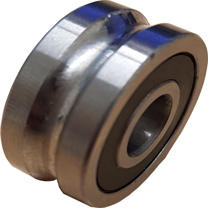 Rolle mit Rundschliff für 10mm Welle, hohe Kraftübertragung durch geschliffenen Führungsradius.