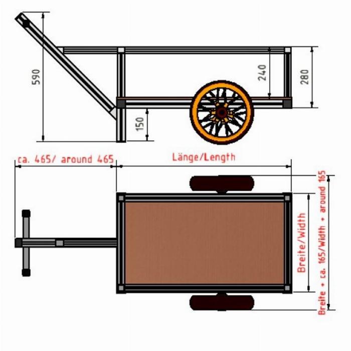 Zugwagen mit fester Achse. Sie können zwischen 2 verschiedenen Modellen wählen.